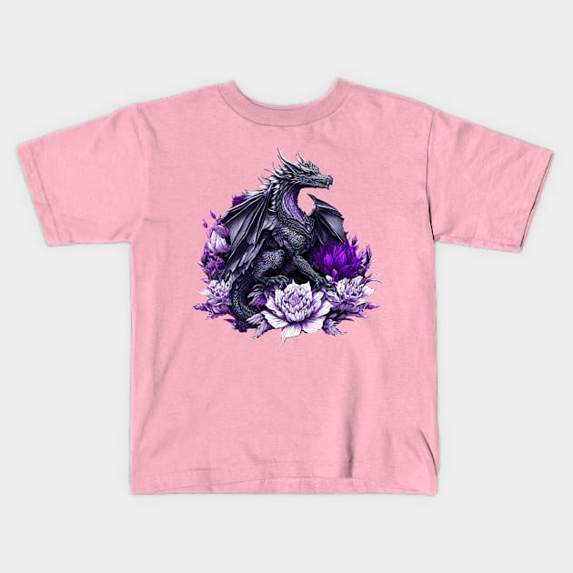Dark Dragon fantasy Kids T-Shirt by Mariia Tsymbala